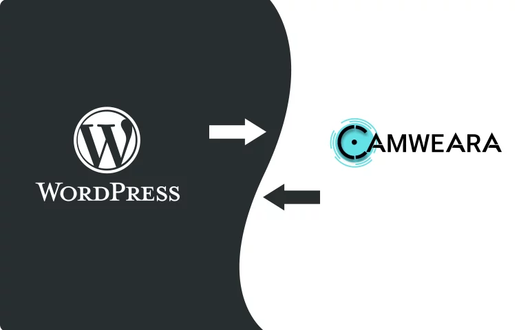 WordPress and camweara virtual try-on logos
