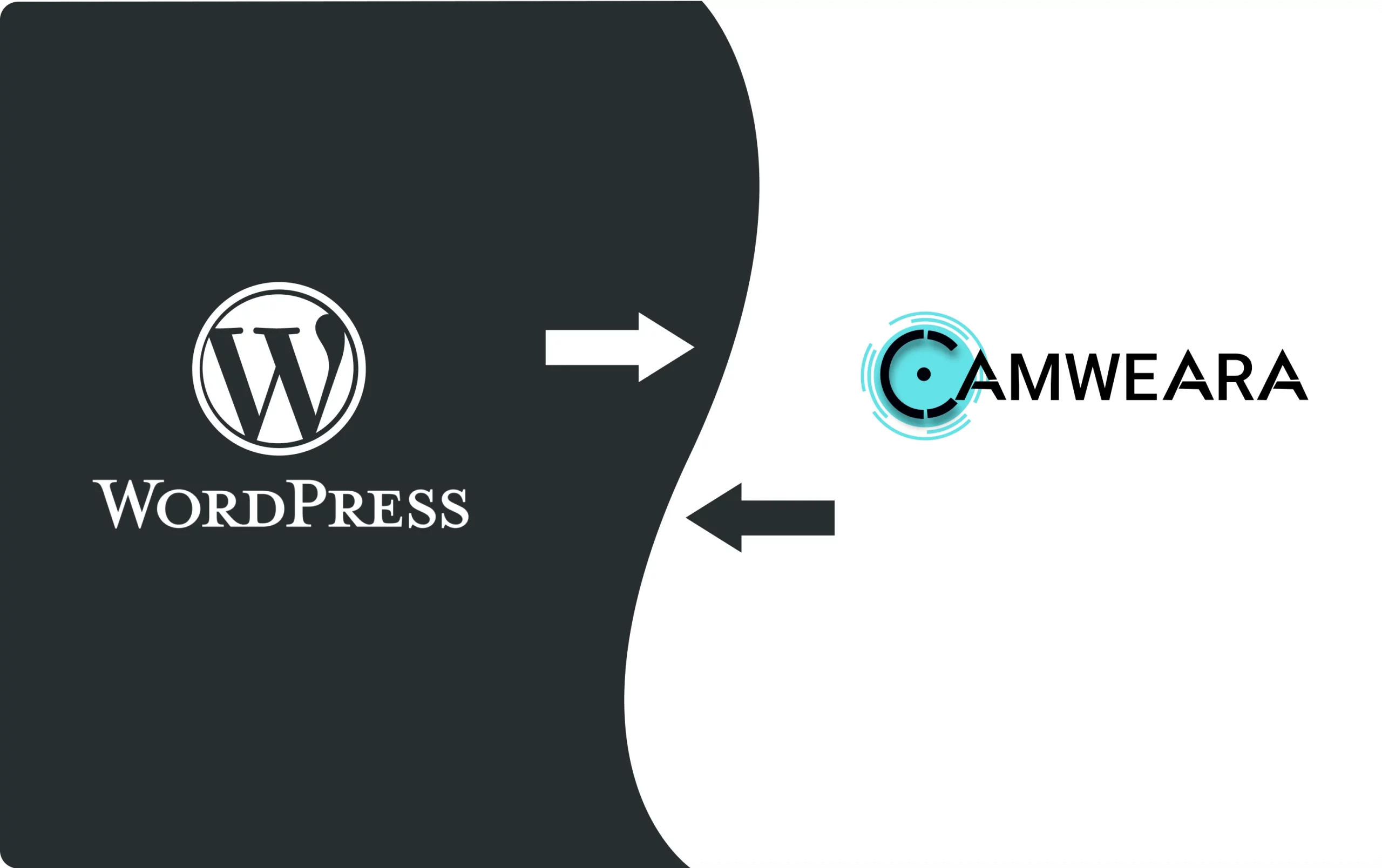 WordPress and camweara virtual try-on logos